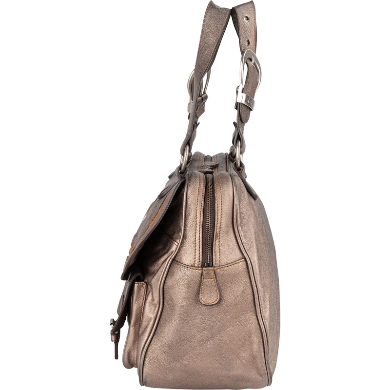 Christian Dior Metallic Leather Gaucho Saddle Handbag