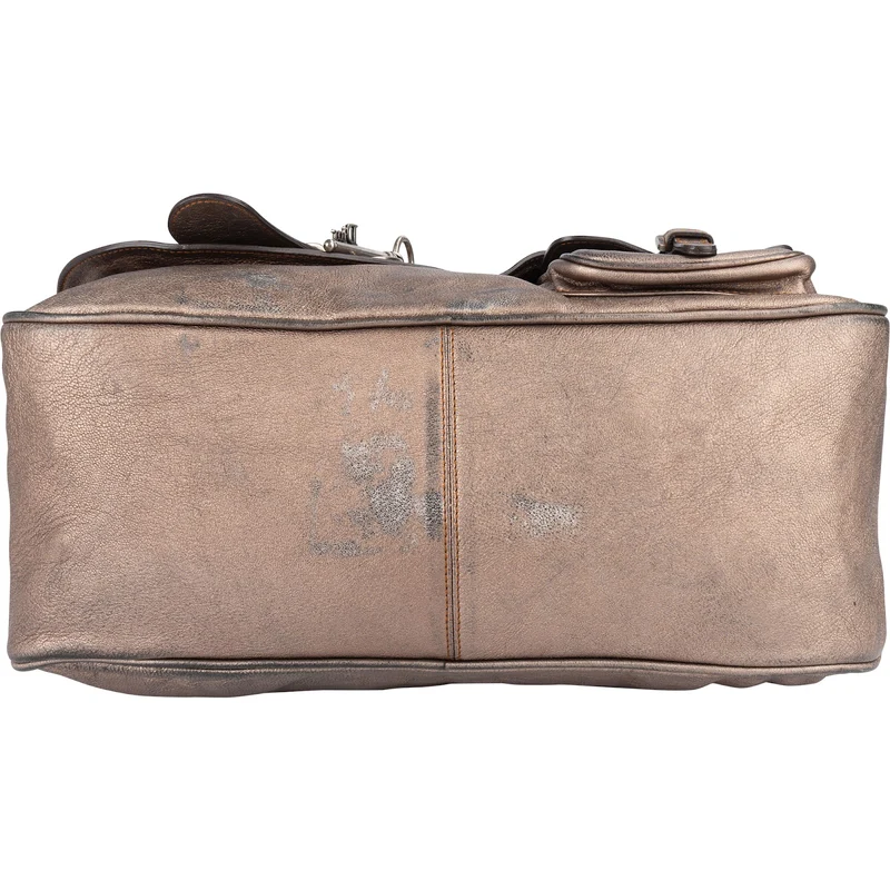 Christian Dior Metallic Leather Gaucho Saddle Handbag