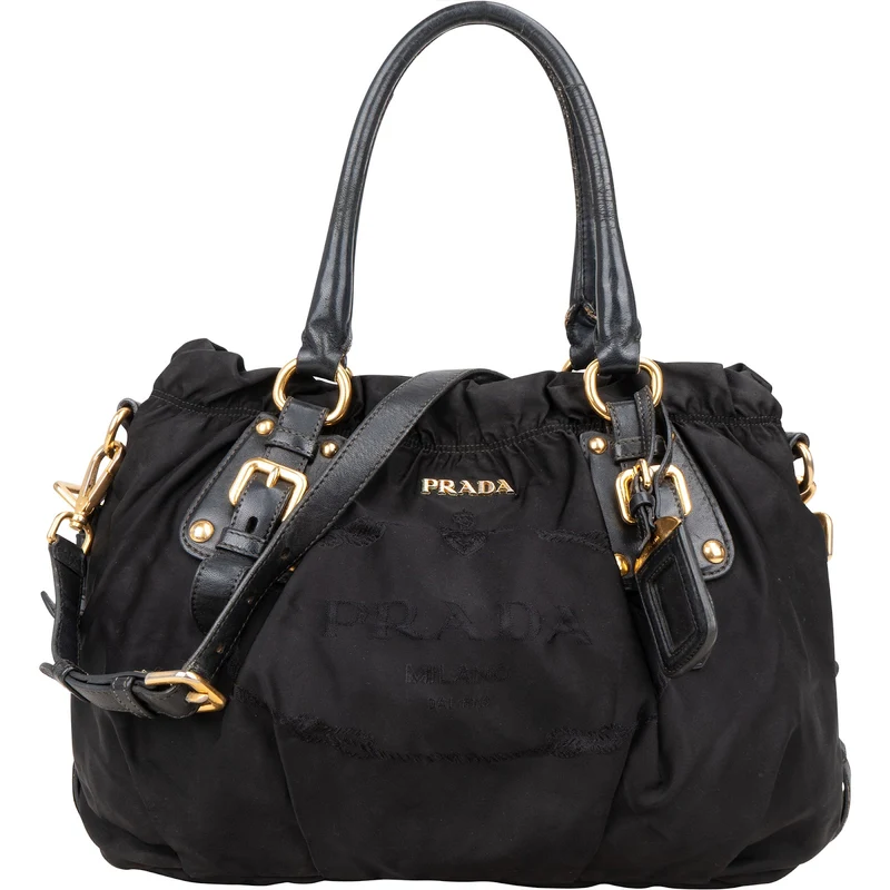 Prada Black Nylon Logo Handbag