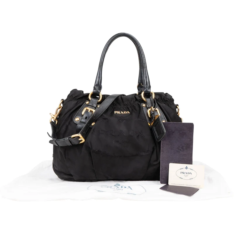 Prada Black Nylon Logo Handbag