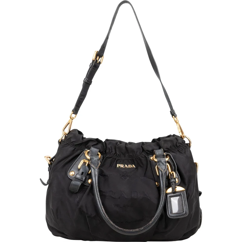 Prada Black Nylon Logo Handbag