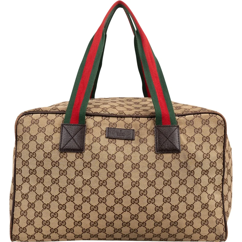 Gucci Monogram GG Canvas Web Boston Handbag