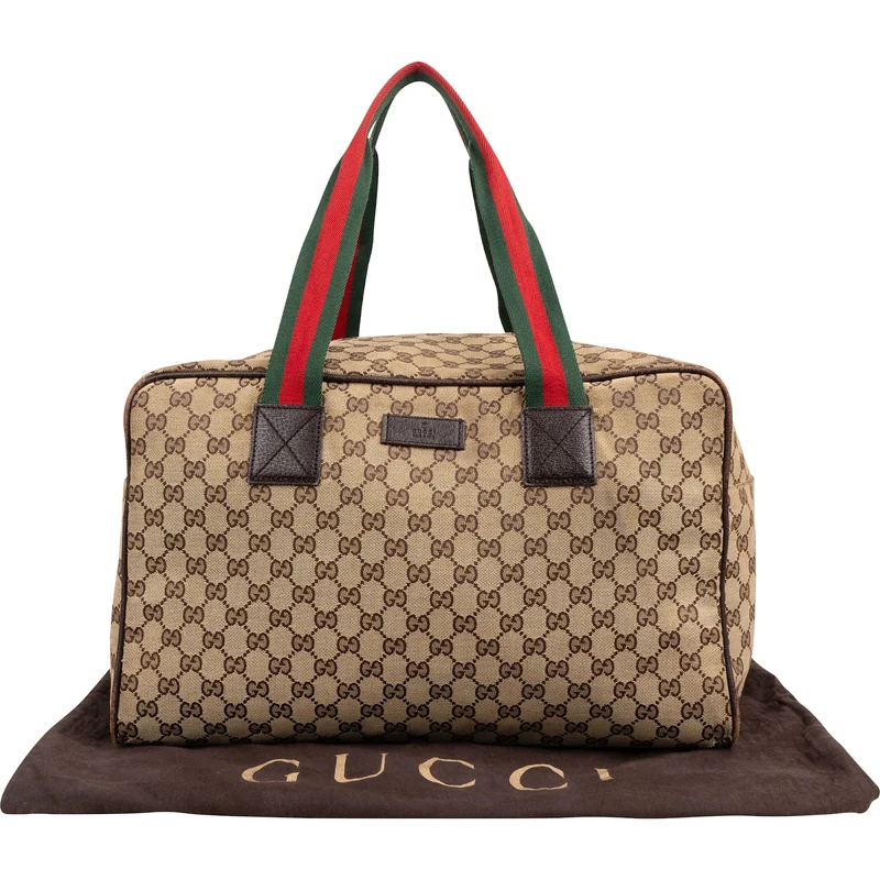 Gucci Monogram GG Canvas Web Boston Handbag