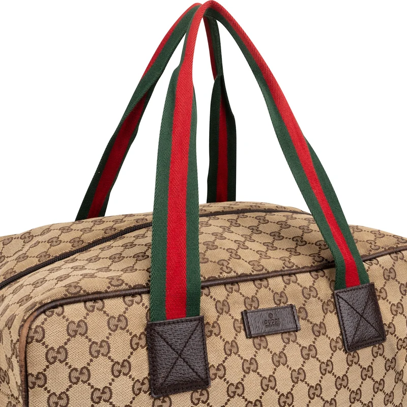 Gucci Monogram GG Canvas Web Boston Handbag