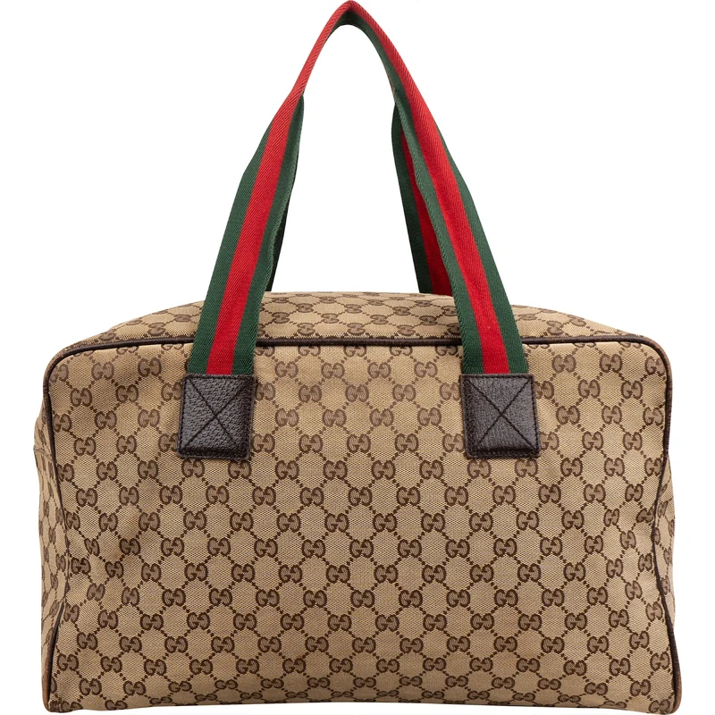 Gucci Monogram GG Canvas Web Boston Handbag