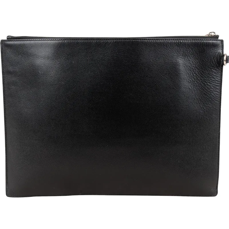 Yves Saint Laurent Grained Leather Zipped Clutch