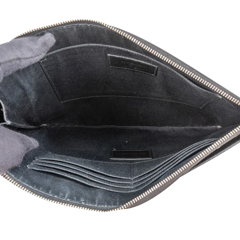 Yves Saint Laurent Grained Leather Zipped Clutch