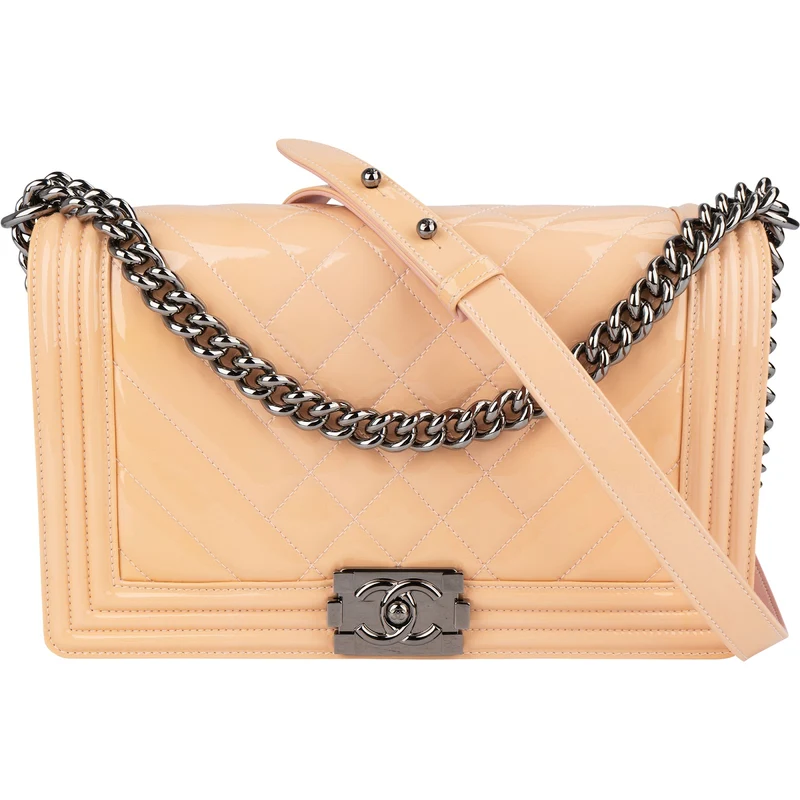 Chanel Quilted Patent Leather Boy Single Flap Crossbody Bag