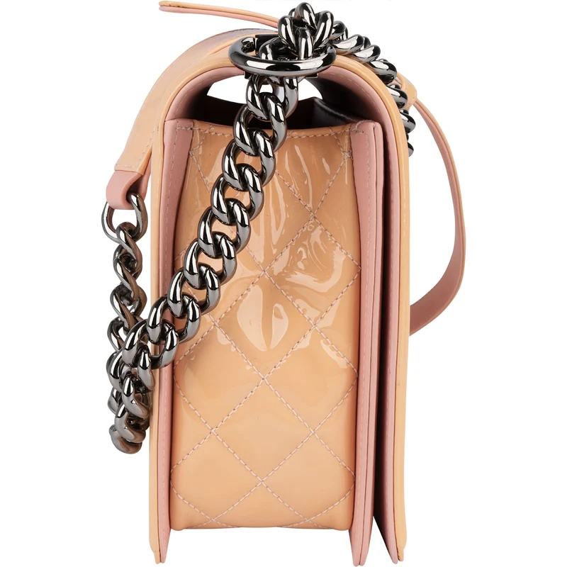 Chanel Quilted Patent Leather Boy Single Flap Crossbody Bag