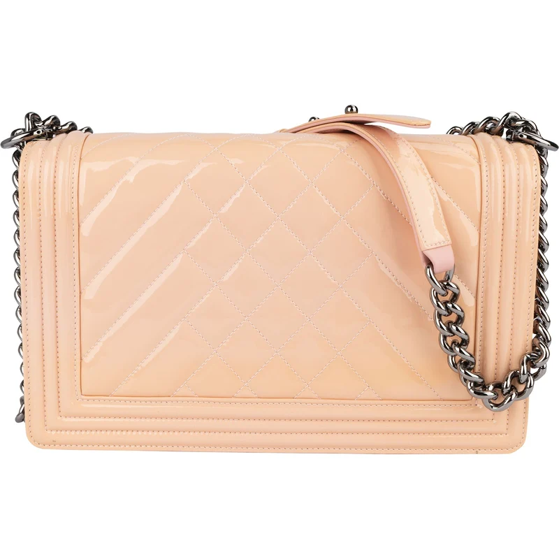Chanel Quilted Patent Leather Boy Single Flap Crossbody Bag