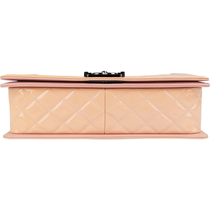 Chanel Quilted Patent Leather Boy Single Flap Crossbody Bag
