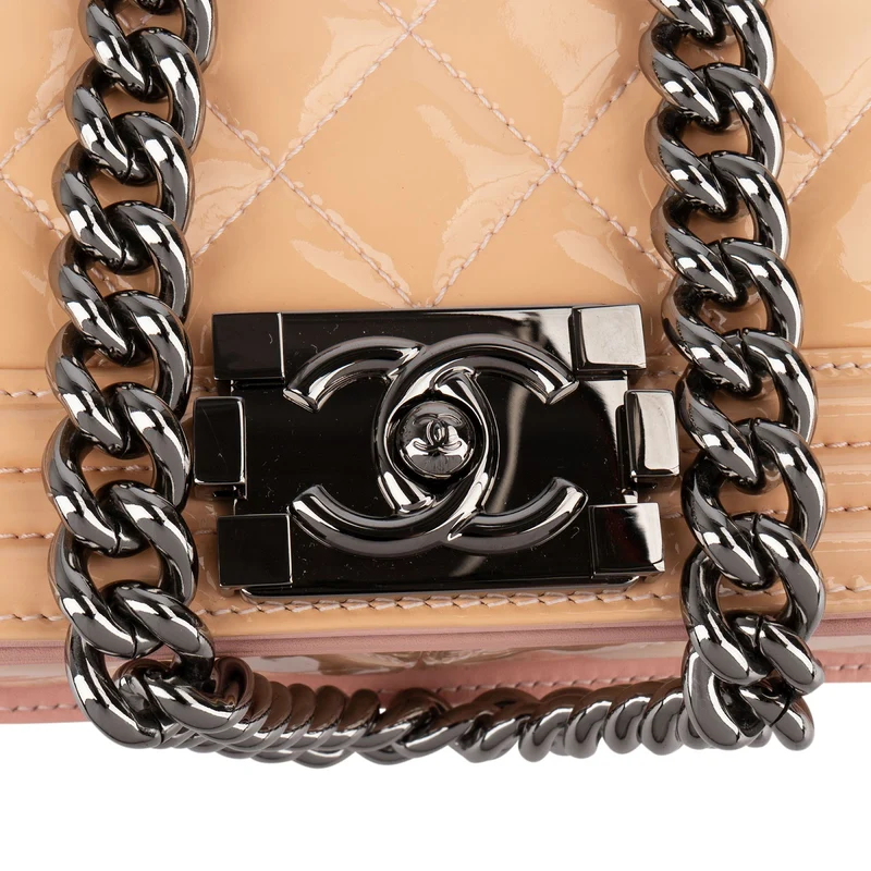 Chanel Quilted Patent Leather Boy Single Flap Crossbody Bag