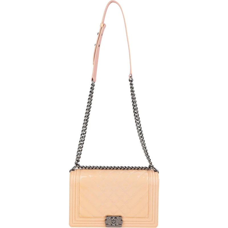 Chanel Quilted Patent Leather Boy Single Flap Crossbody Bag