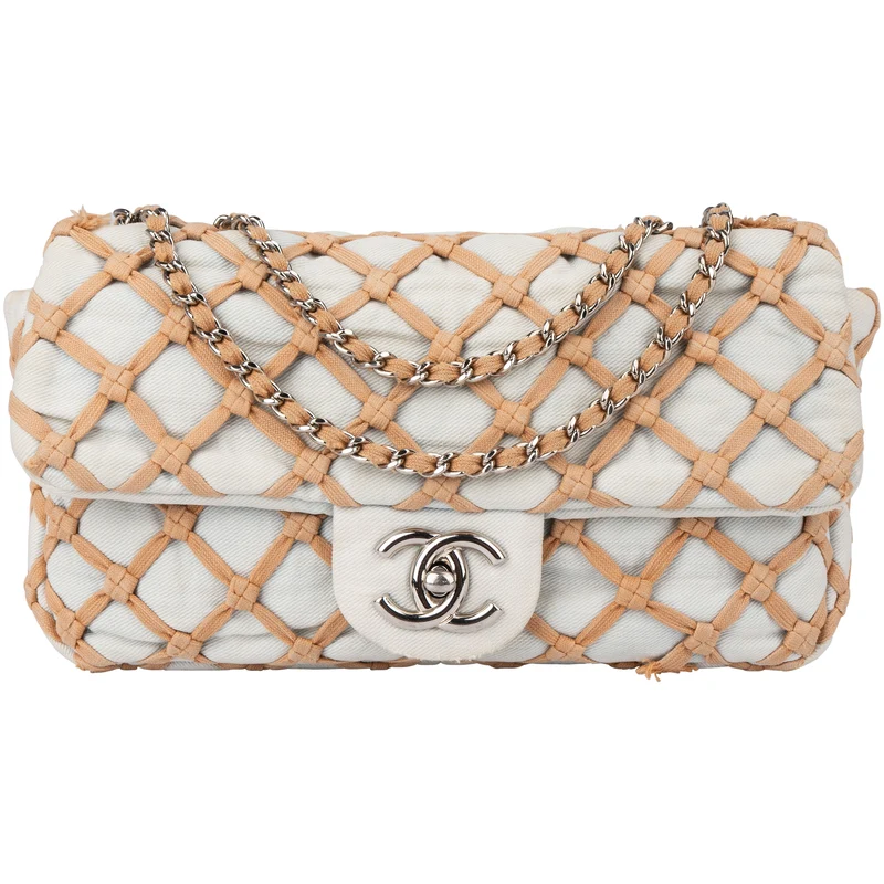 Chanel Denim Canebiers Single Flap Crossbody Bag