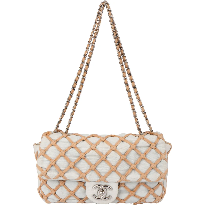 Chanel Denim Canebiers Single Flap Crossbody Bag