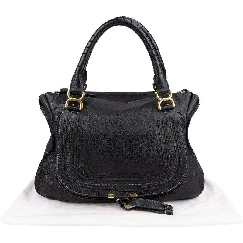 Chloé Black Leather Marcie Medium Satchel Handbag