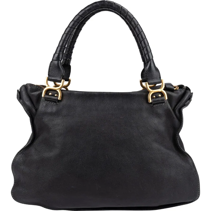 Chloé Black Leather Marcie Medium Satchel Handbag