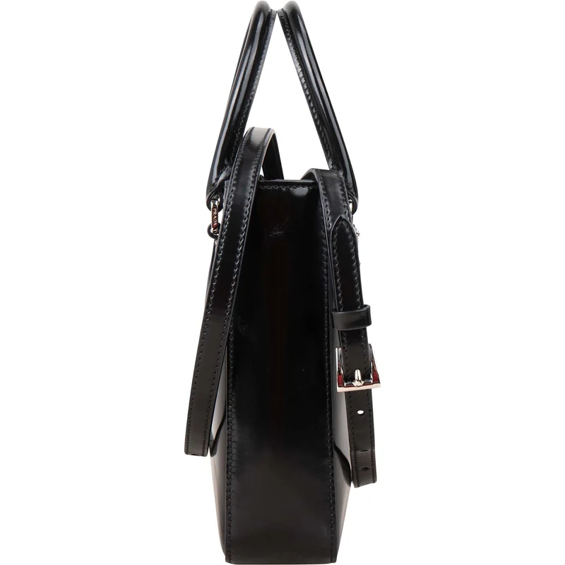 Prada Brushed Patent Leather Mini Tote Crossbody Handbag