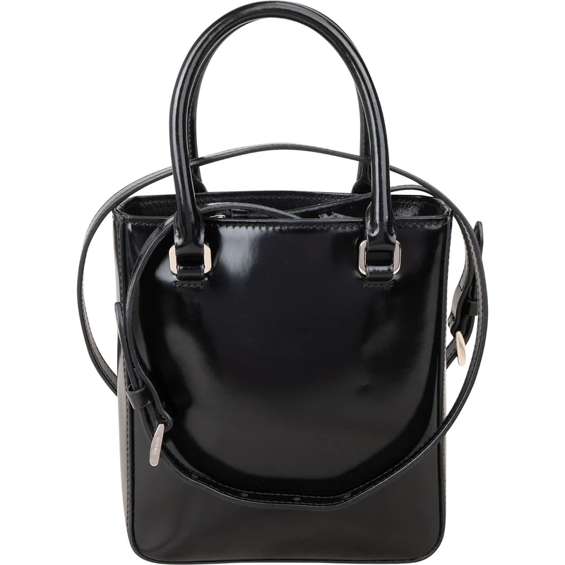 Prada Brushed Patent Leather Mini Tote Crossbody Handbag
