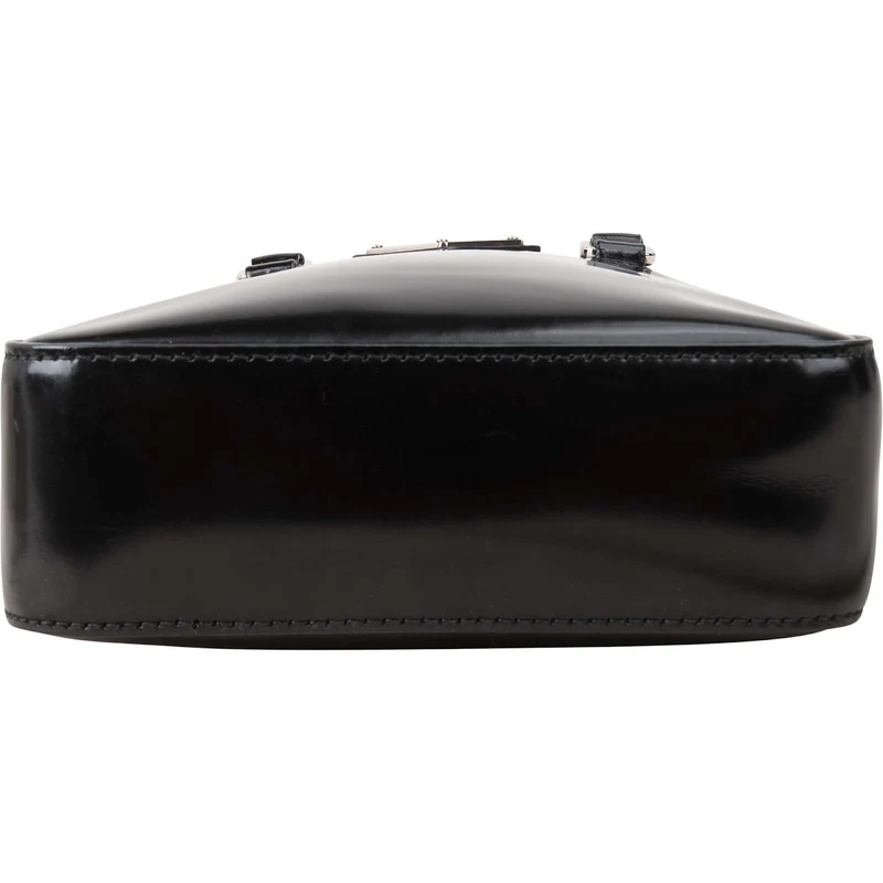 Prada Brushed Patent Leather Mini Tote Crossbody Handbag