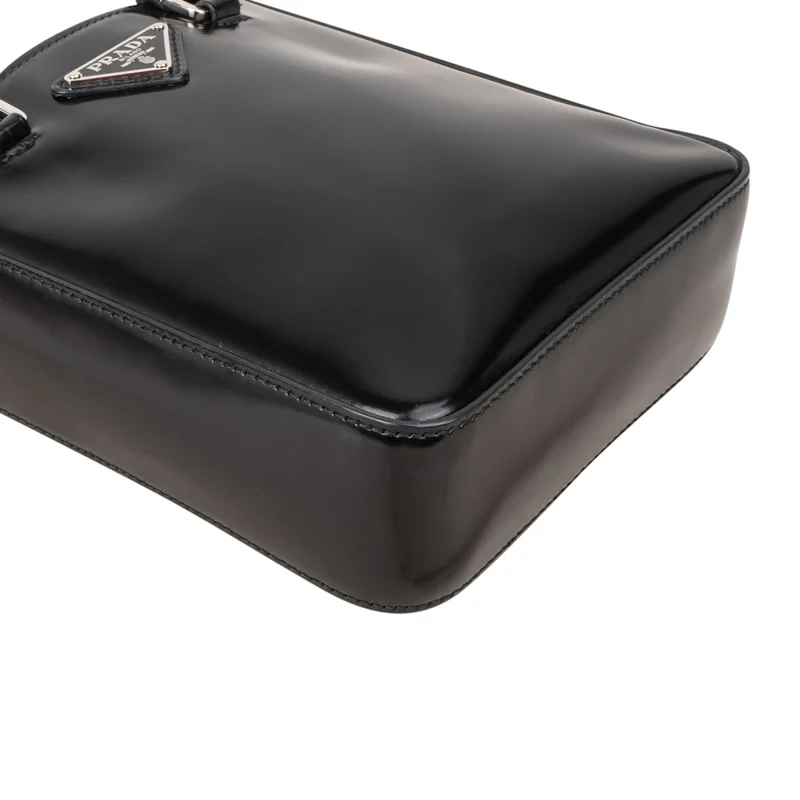 Prada Brushed Patent Leather Mini Tote Crossbody Handbag