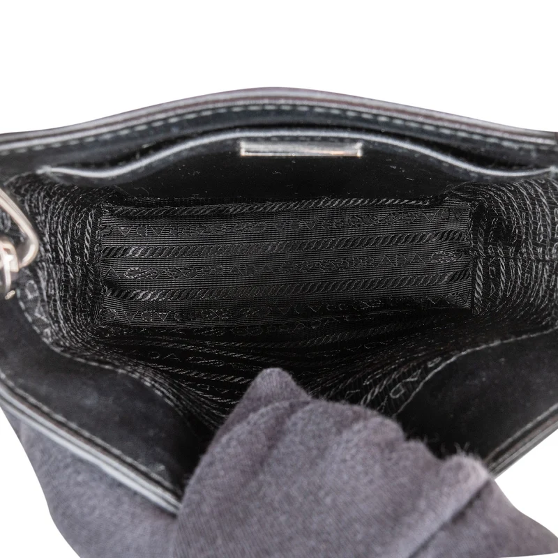Prada Brushed Patent Leather Mini Tote Crossbody Handbag