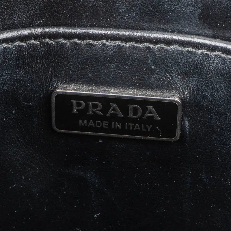 Prada Brushed Patent Leather Mini Tote Crossbody Handbag