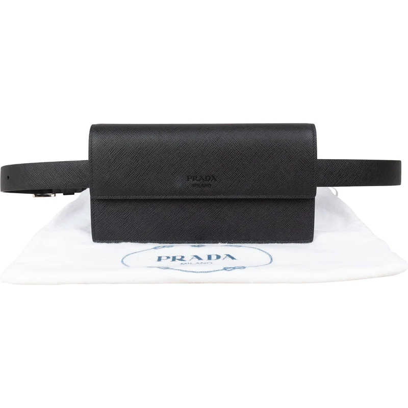 Prada Black Saffiano Leather Belt Crossbody Bag