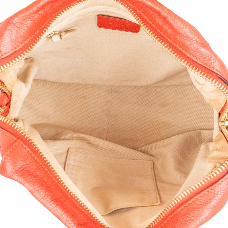 Chloé Red Grained Leather Paraty Shoulder Handbag