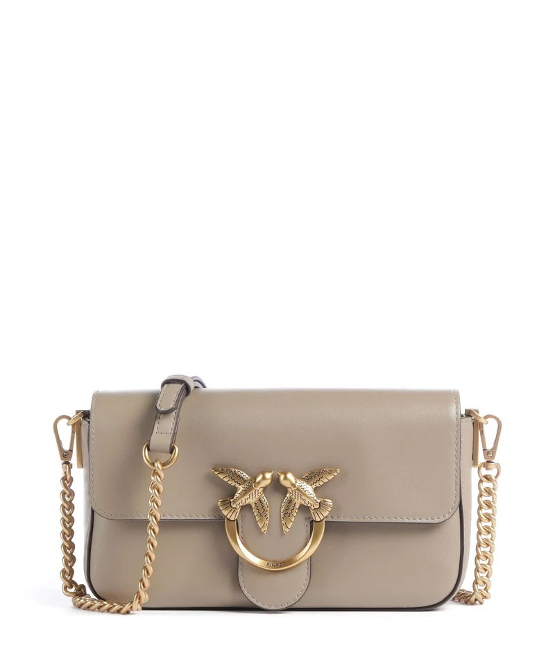 Pinko Love One Mini Slouchy Umhängetasche grigio talpa/antique gold