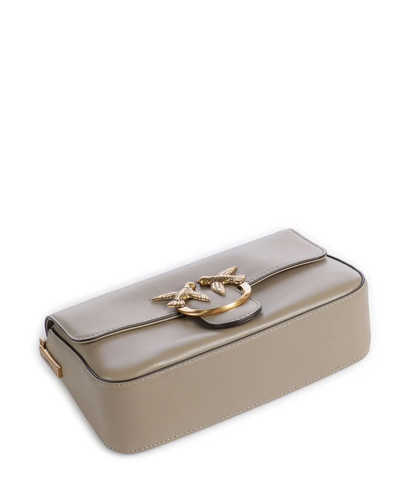 Pinko Love One Mini Slouchy Umhängetasche grigio talpa/antique gold
