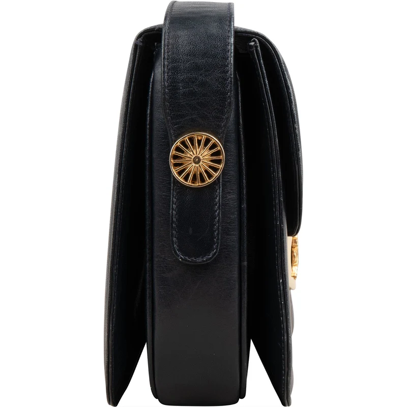 Celine Navy Boxcalf Leather Horse Carriage Triomphe Shoulder Bag
