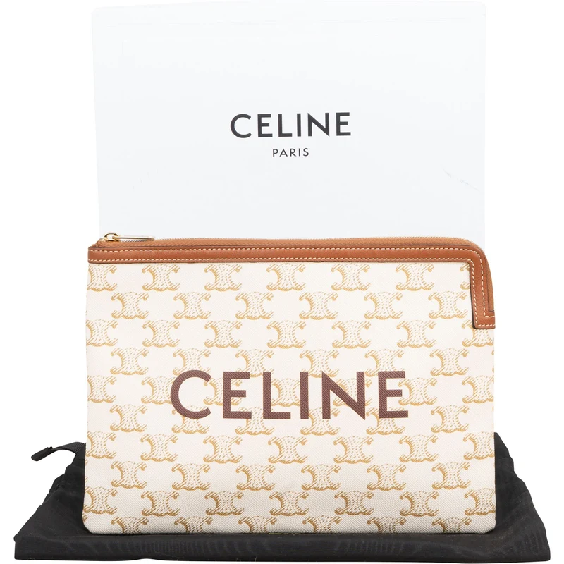 Celine Triomphe Monogram Canvas Clutch