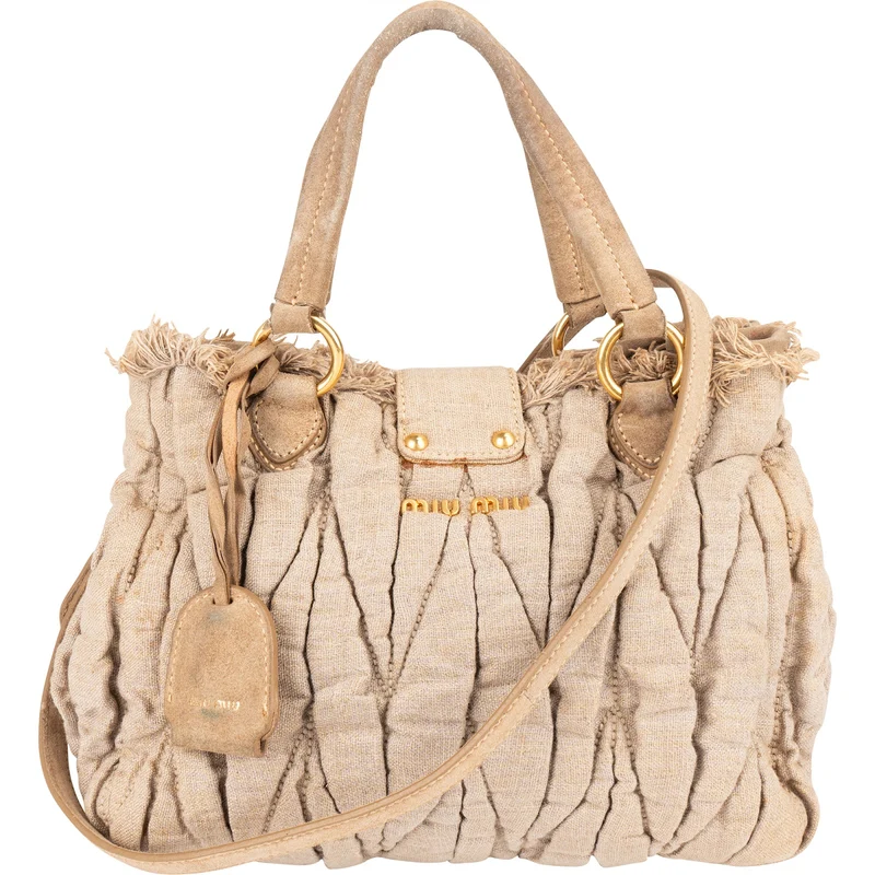Miu Miu Quilted Fabric City Handbag