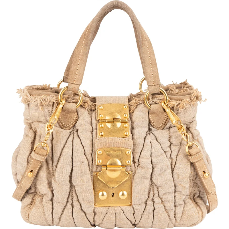 Miu Miu Quilted Fabric City Handbag
