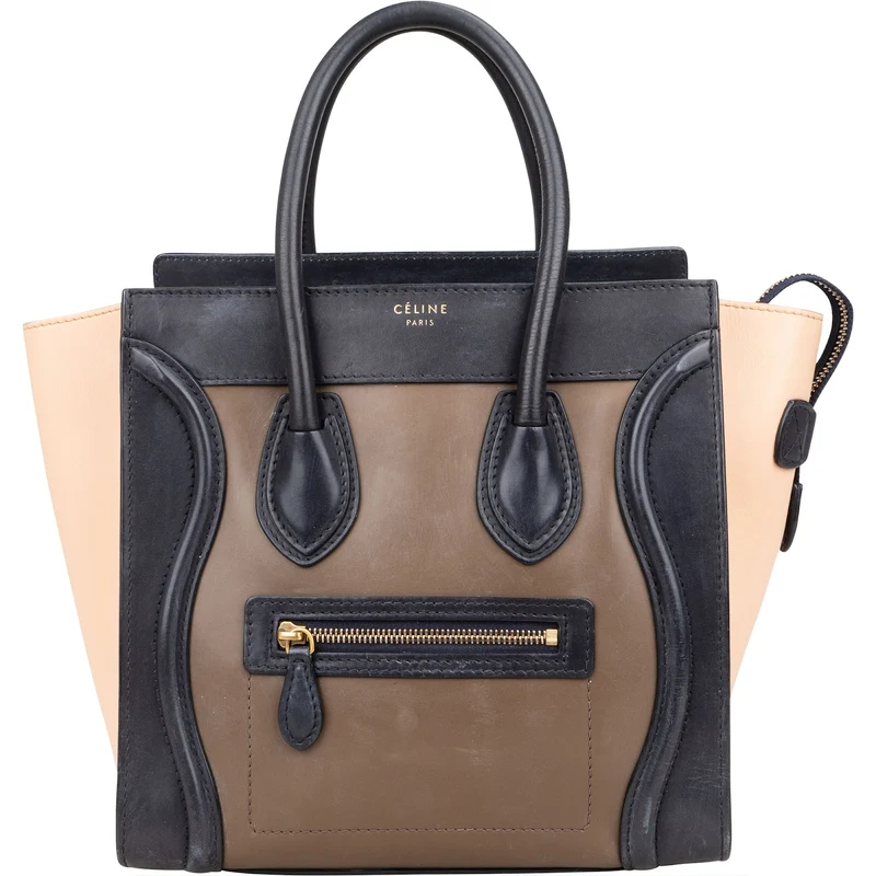 Céline Tricolor Leather Luggage Handbag