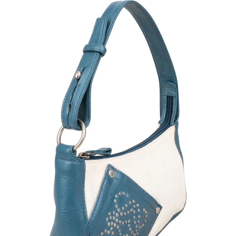 Loewe Leather and Canvas Anagram Studded Pochette Shoulder Bag