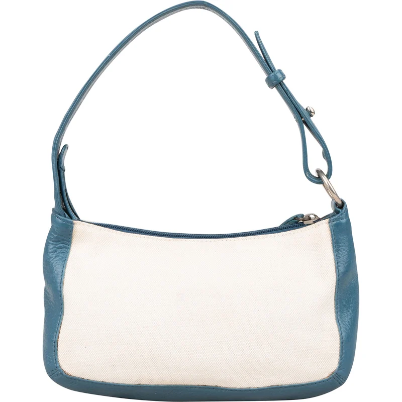 Loewe Leather and Canvas Anagram Studded Pochette Shoulder Bag