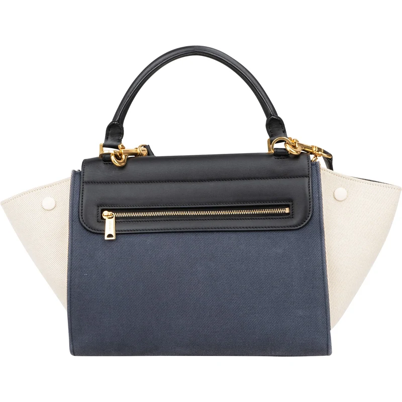 Céline Tricolor Leather and Canvas Trapeze Handbag