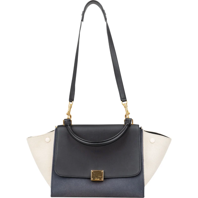 Céline Tricolor Leather and Canvas Trapeze Handbag