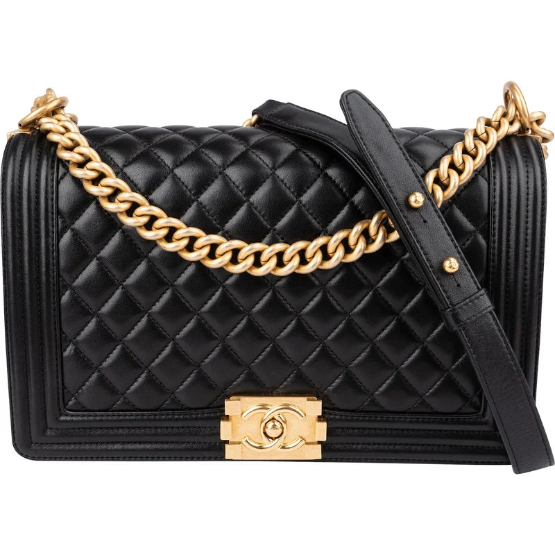 Chanel Quilted Lambskin Single Flap Boy Crossbody Bag