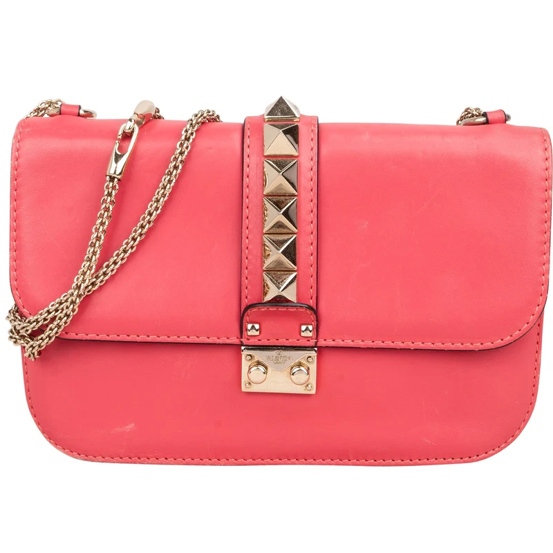 Valentino Garavani Leather Rockstud Glam Lock Flap Crossbody Bag
