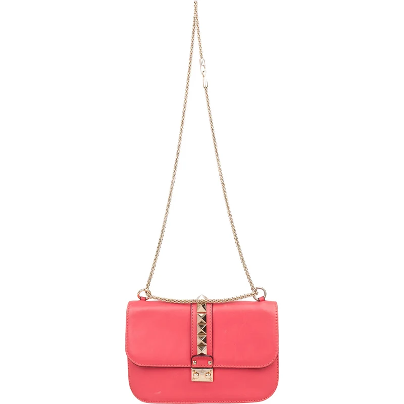 Valentino Garavani Leather Rockstud Glam Lock Flap Crossbody Bag