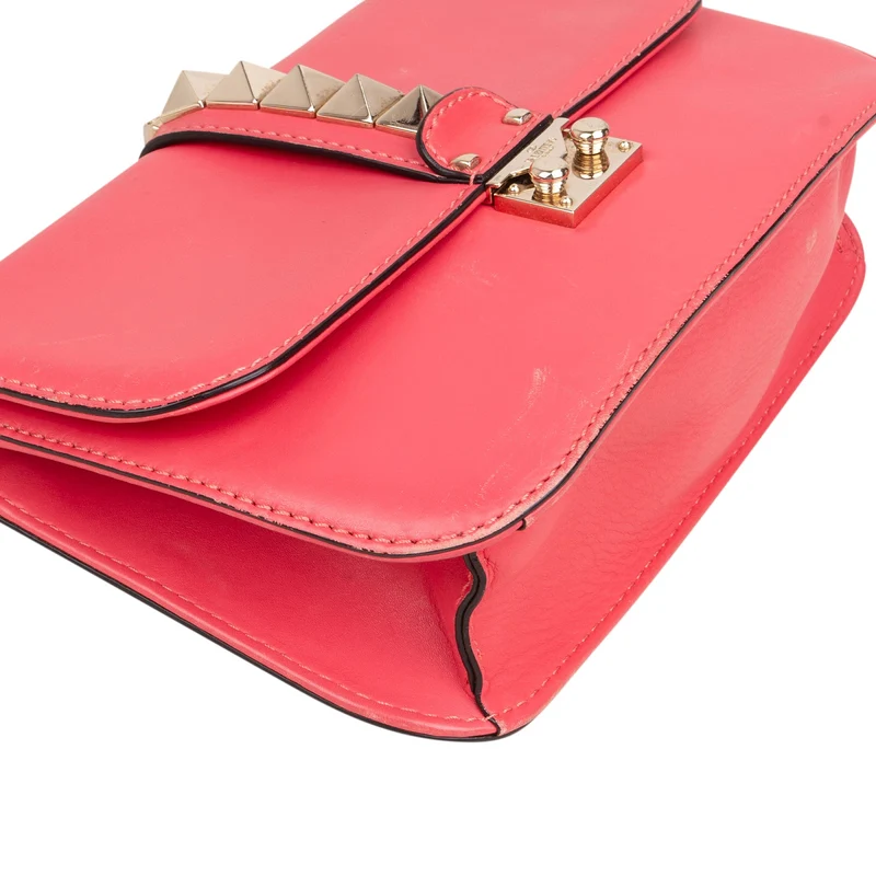 Valentino Garavani Leather Rockstud Glam Lock Flap Crossbody Bag