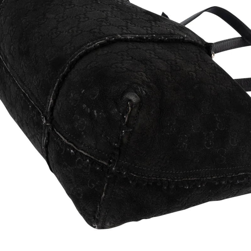 Gucci Suede GG Monogram Jolicoeur Shearling Tote Handbag