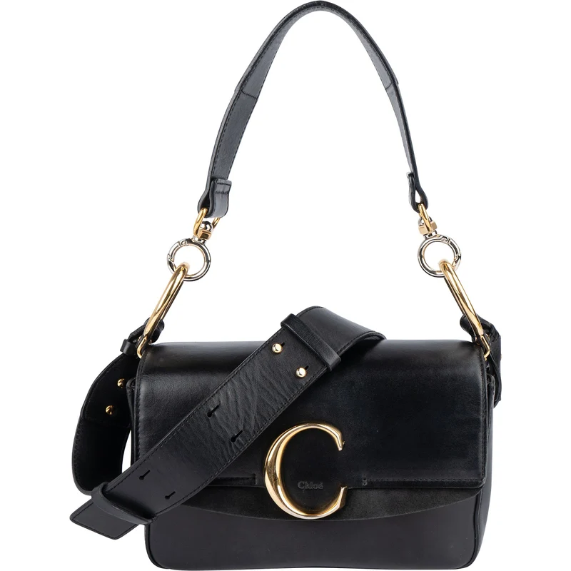 Chloé Black Leather C Shoulder Crossbody Bag