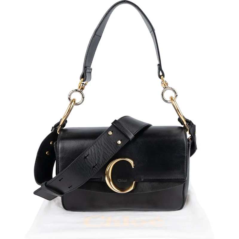Chloé Black Leather C Shoulder Crossbody Bag