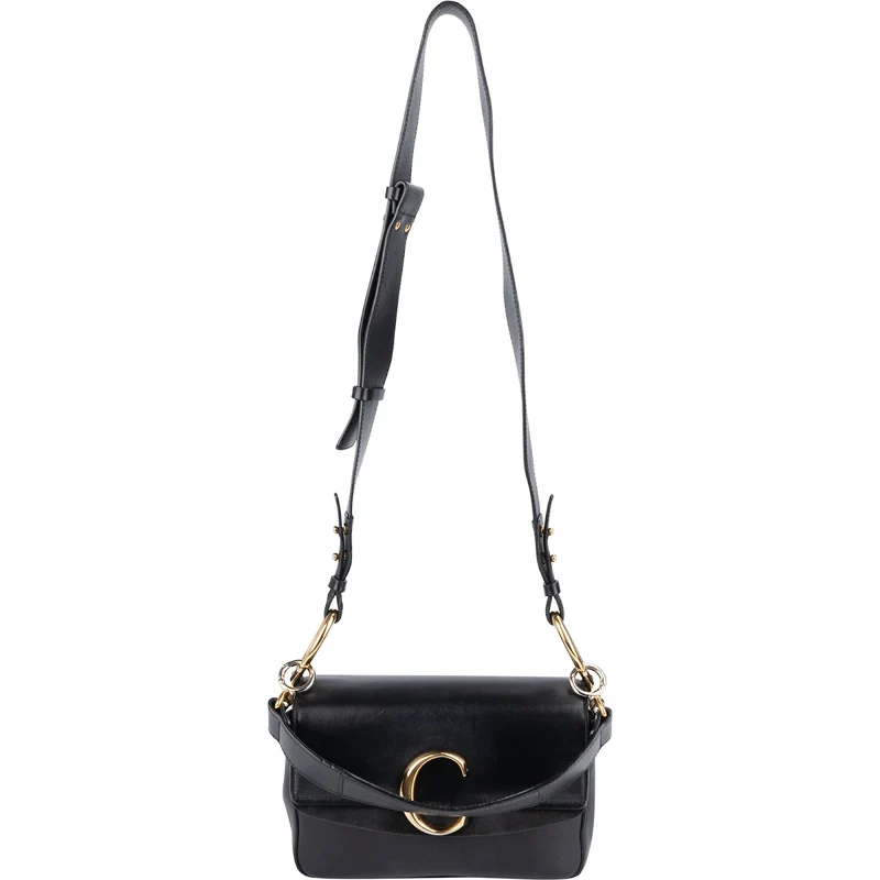 Chloé Black Leather C Shoulder Crossbody Bag