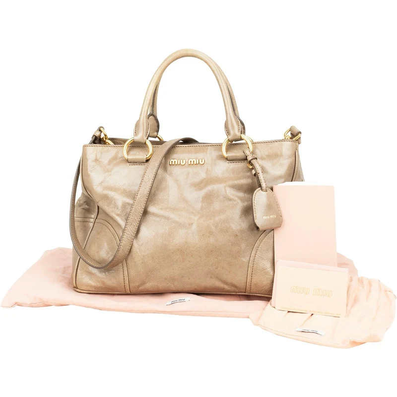 Miu Miu Vitello Lux Leather Handbag