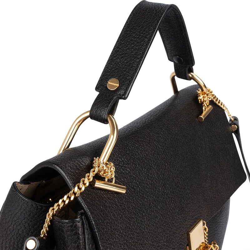 Chloé Black Grained Leather Drew Porte Epaule Crossbody Bag